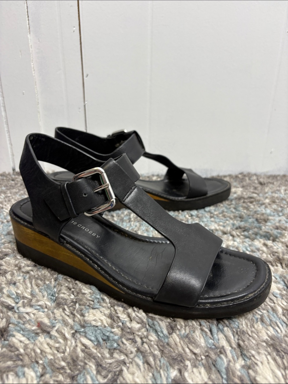 Derek Lam 10 Crosby Shoes Womens 10 Sandals T Strap Open Toe Wedge Classic - Picture 1 of 11